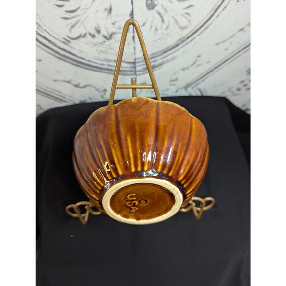Unmarked Brown Drip Stoneware Glazed Bowl Marked “USA” , Pre-Owned - Picture 4 of 6